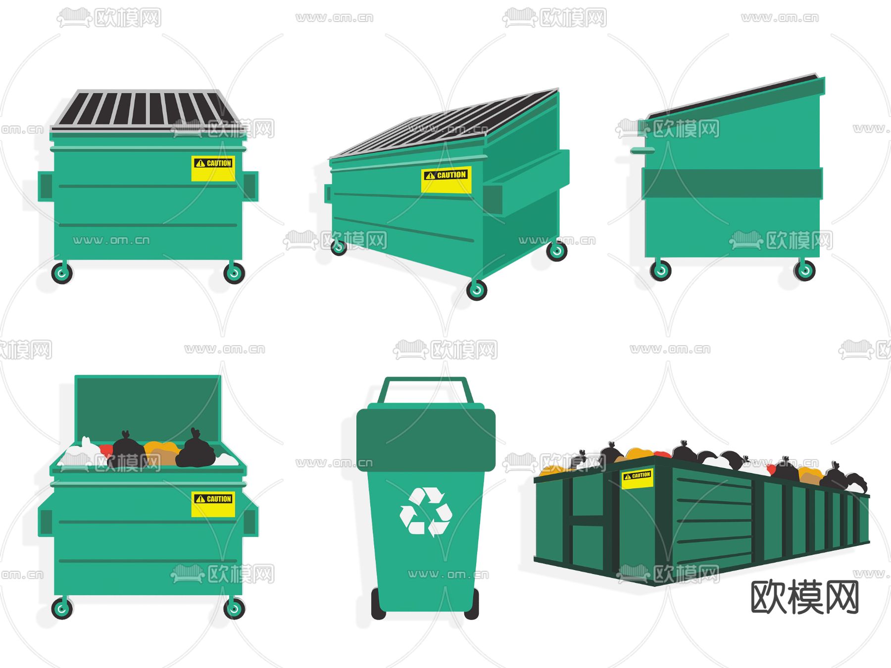 绿色生态图标 节能环保标识3d模型下载