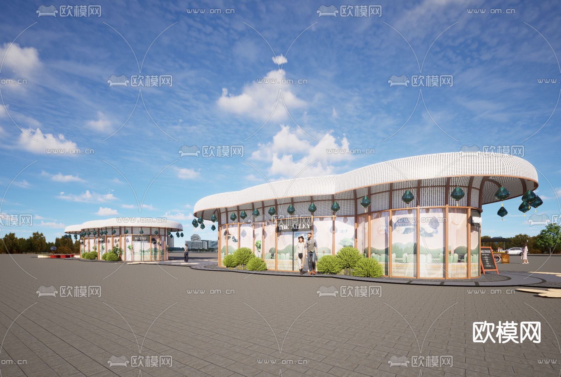 现代曲线商铺su模型