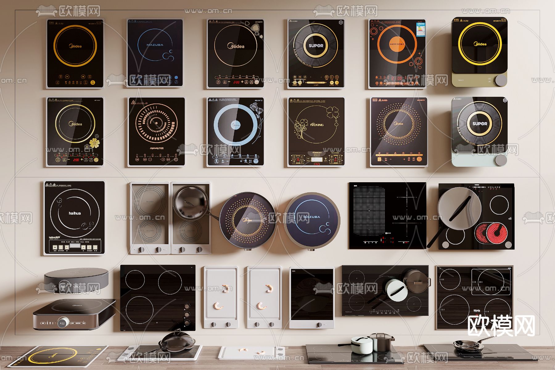 现代电磁炉su模型下载（渲染图2）
