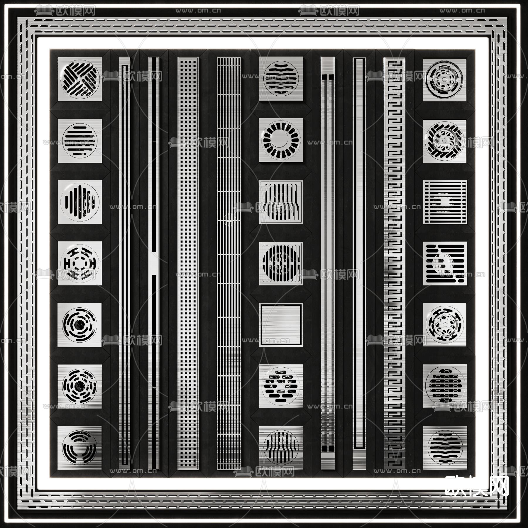 隐形地漏 排水口 地漏条3d模型下载