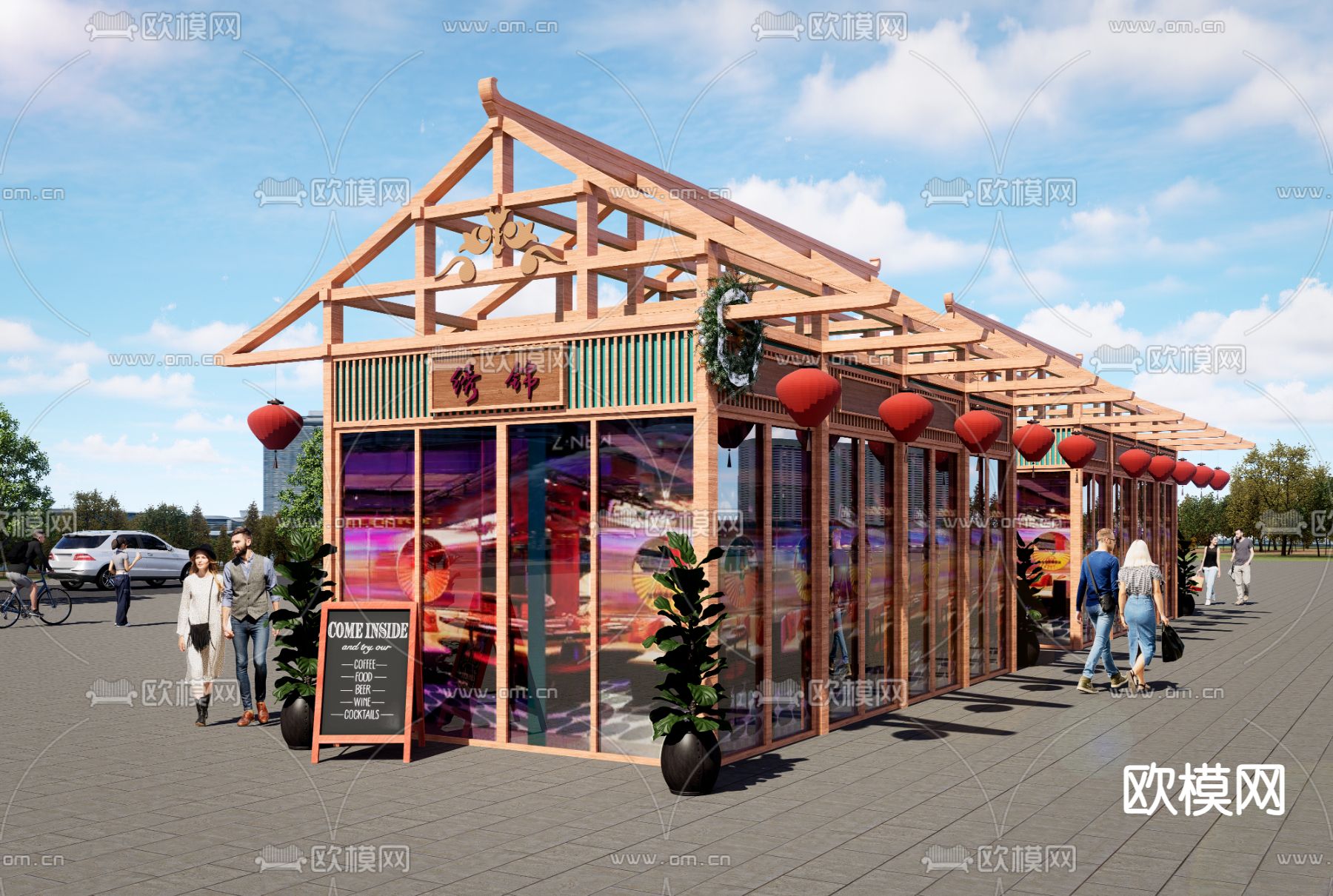 木架临时商铺su模型