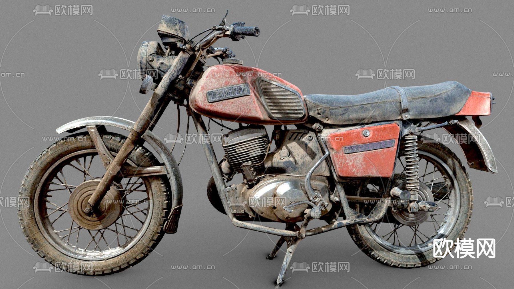 旧摩托 锈迹摩托车3d模型下载