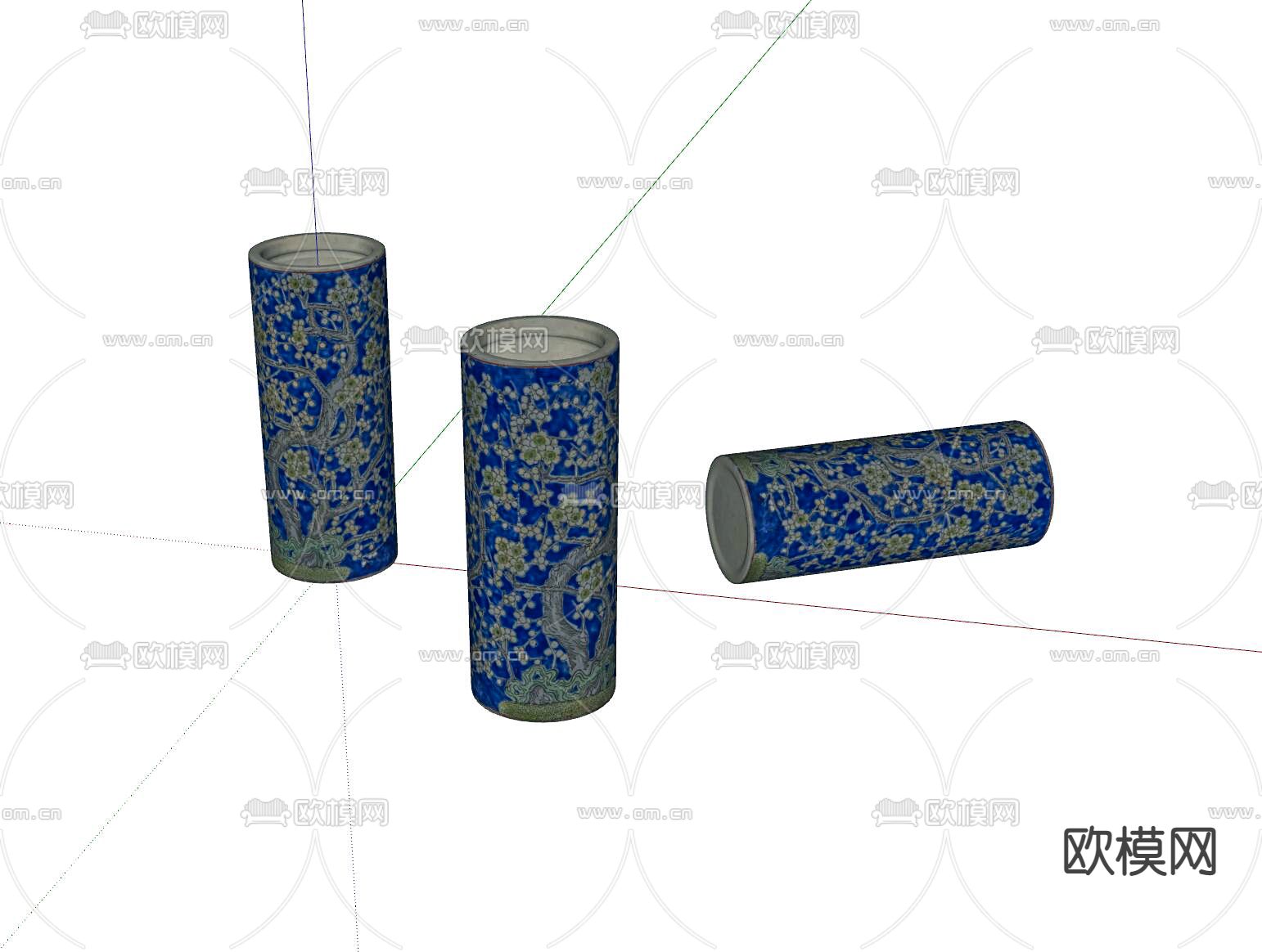 中式陶瓷花瓶su模型下载（渲染图1）