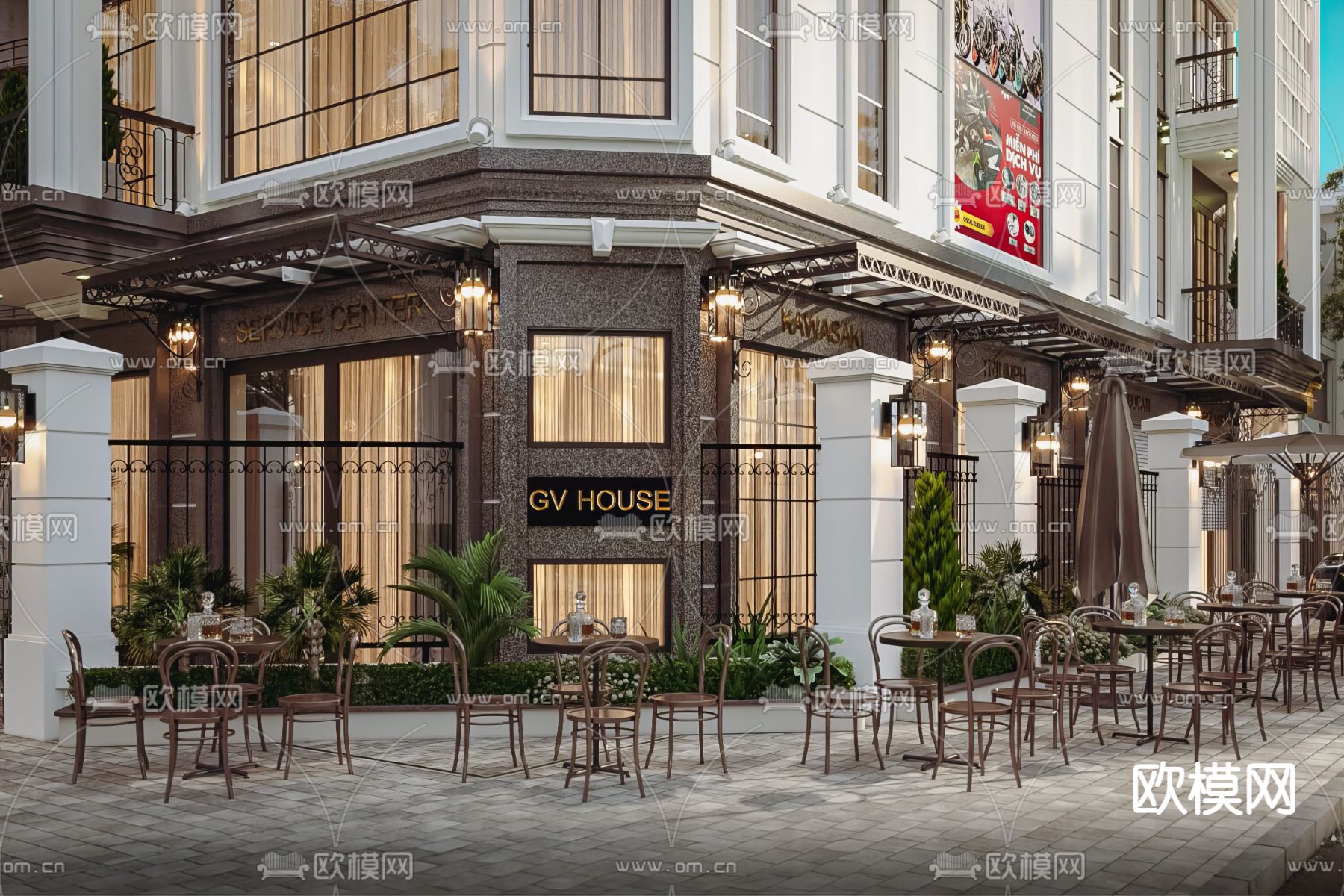 现代别墅外观 独栋别墅3d模型下载（渲染图10）