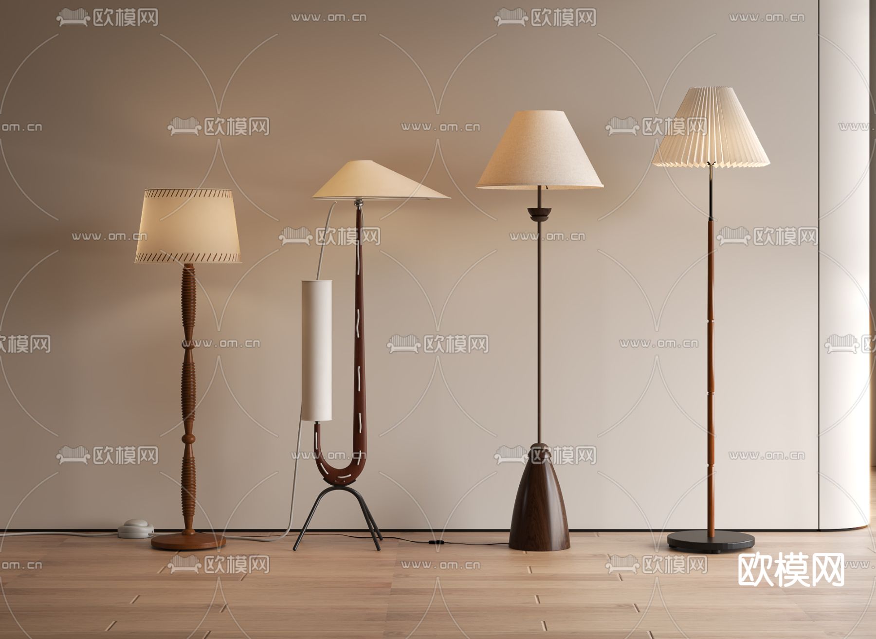 中古风落地灯 金属落地灯3d模型下载