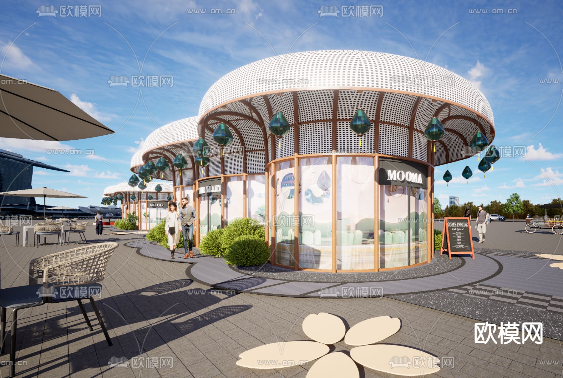 现代曲线商铺su模型