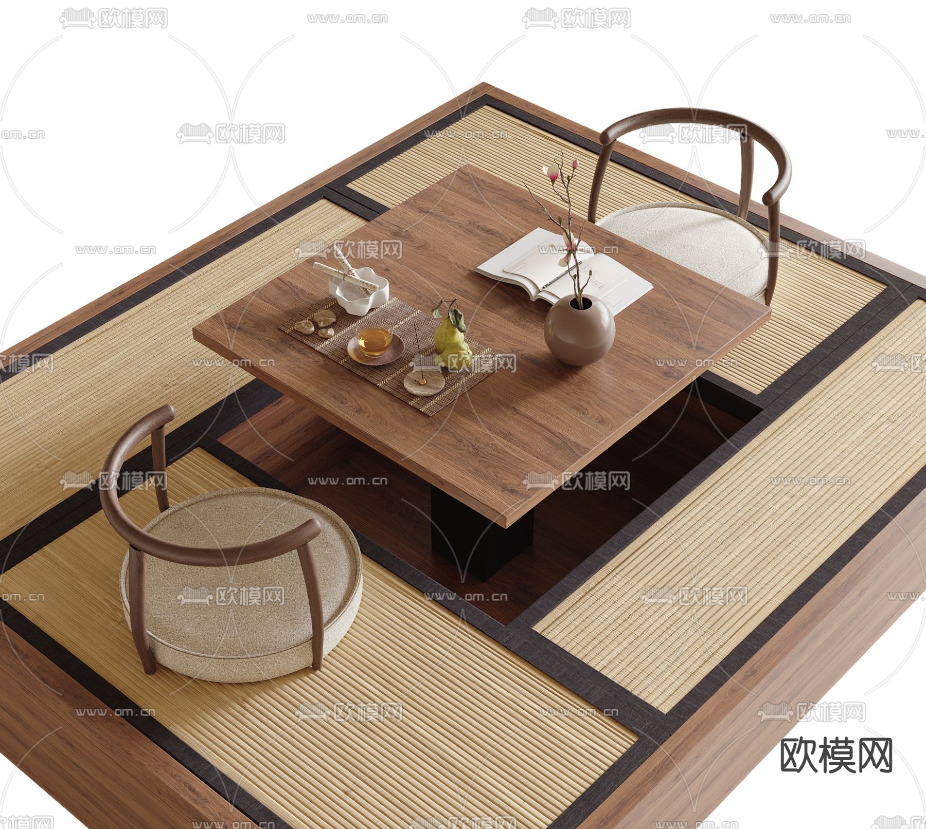 日式榻榻米茶桌 茶台3d模型下载