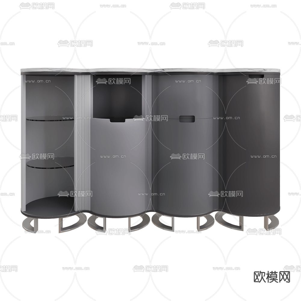 2K1M 高级灰端景柜 玄关柜 边柜3d模型下载（渲染图1）