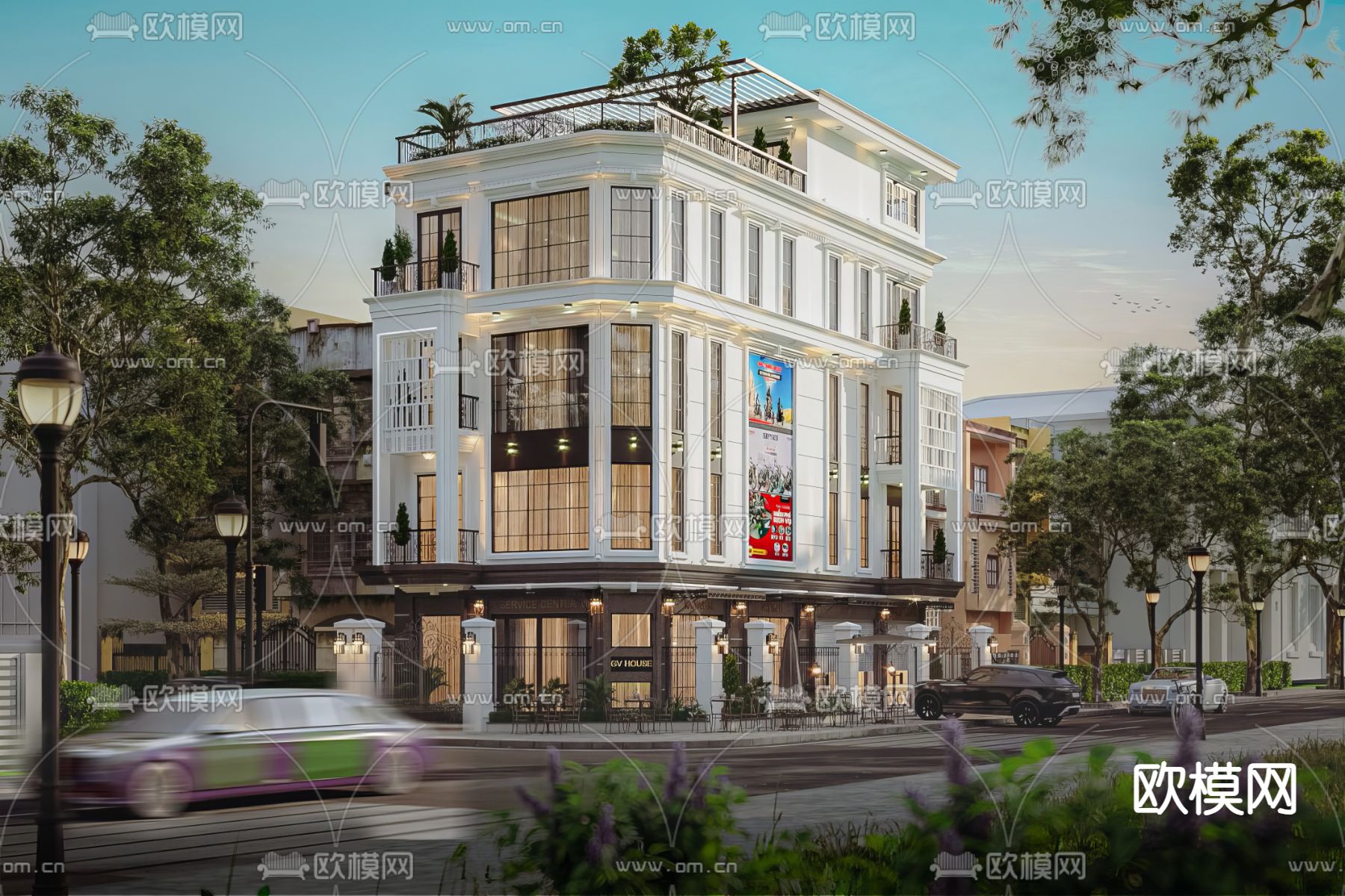 现代别墅外观 独栋别墅3d模型下载（渲染图8）