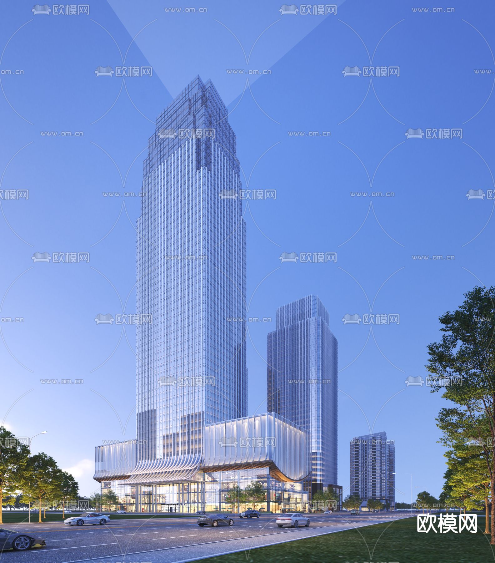 商业综合体 办公楼外观3d模型下载
