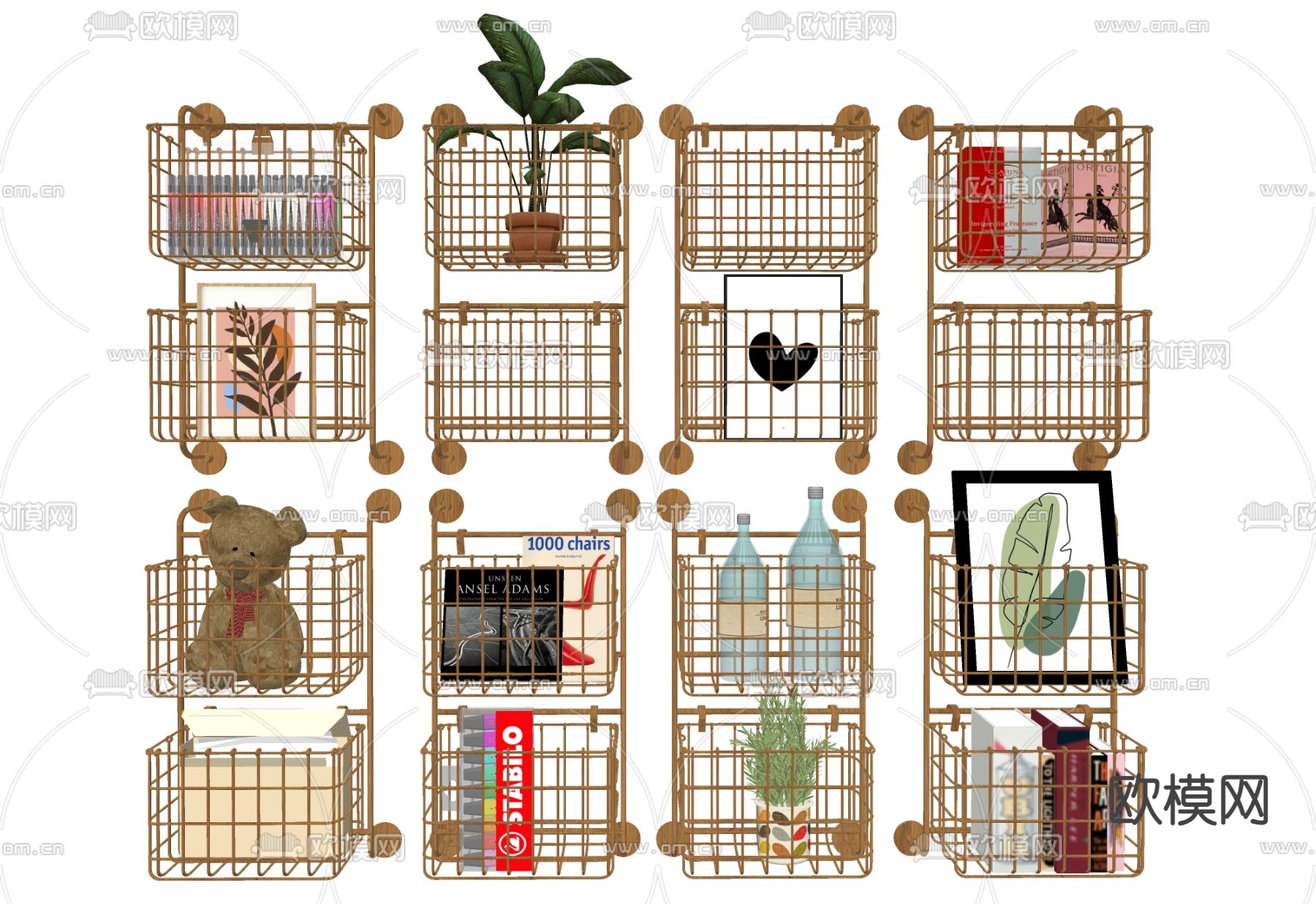 墙壁收纳书架 置物零食架su模型下载（渲染图1）