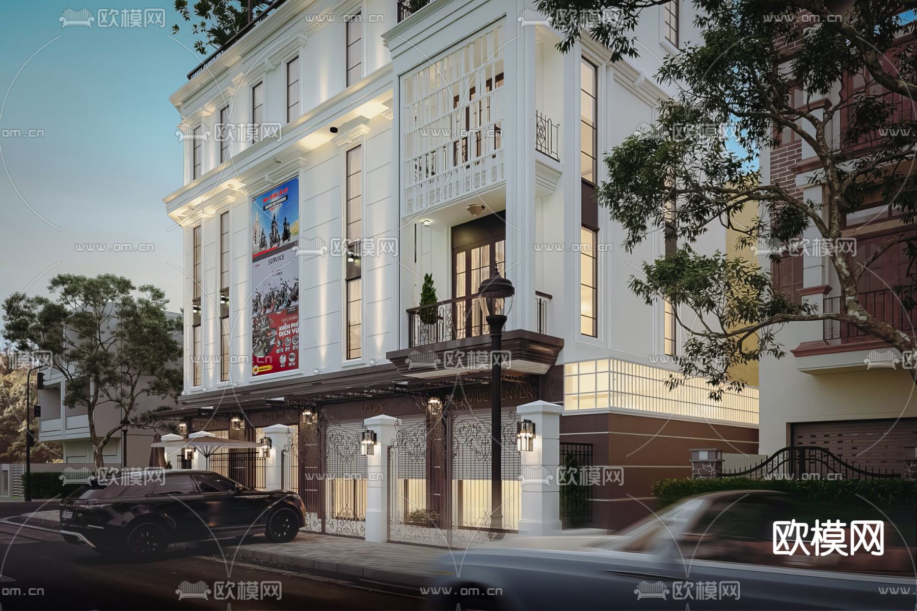 现代别墅外观 独栋别墅3d模型下载（渲染图5）