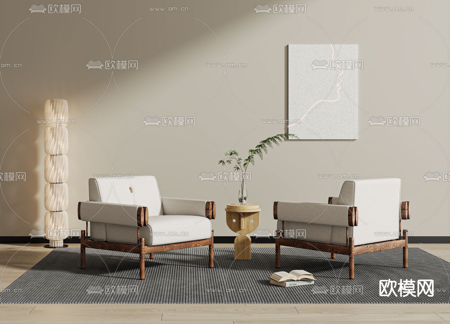 侘寂椅子 休闲椅 扶手椅3d模型下载