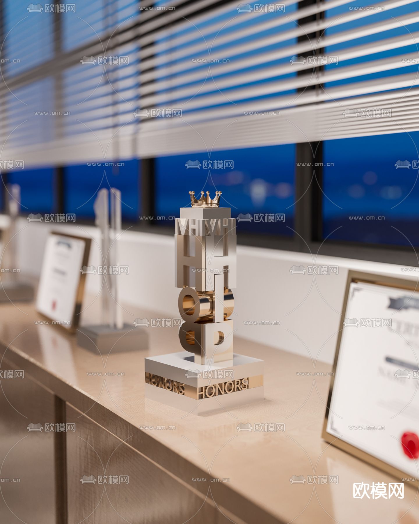 党建洽谈室 接待室3d模型下载（渲染图4）