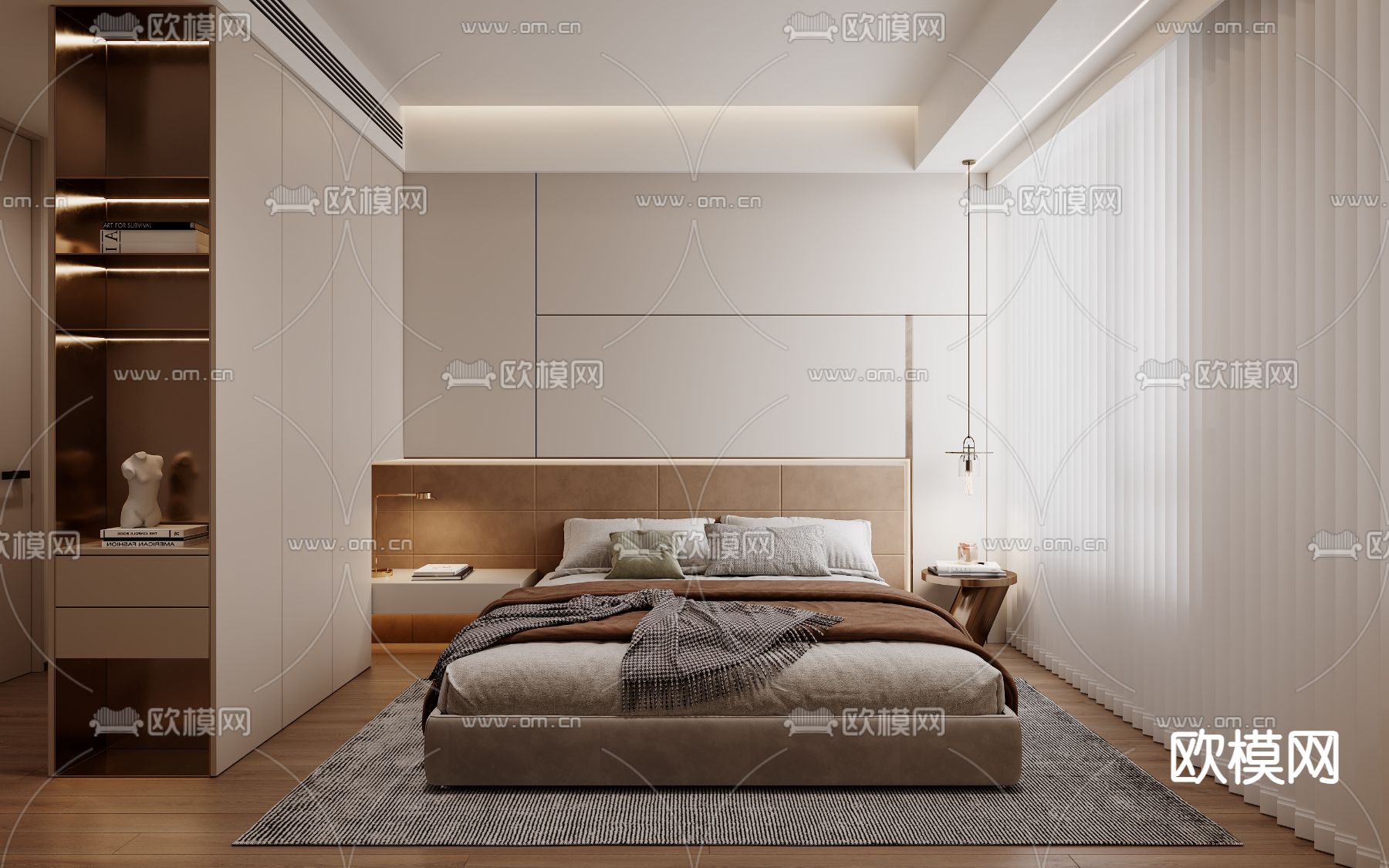 侘寂卧室 主人房 主卧3d模型下载（渲染图3）