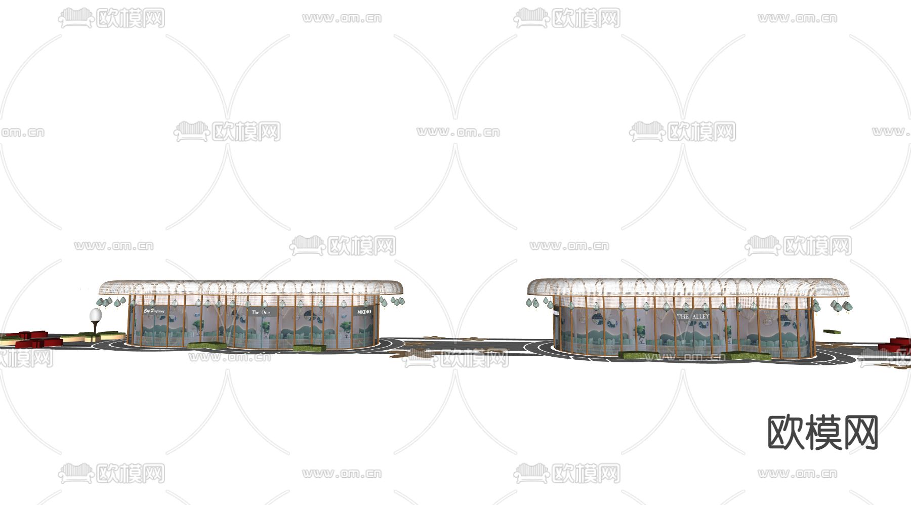 现代曲线商铺su模型