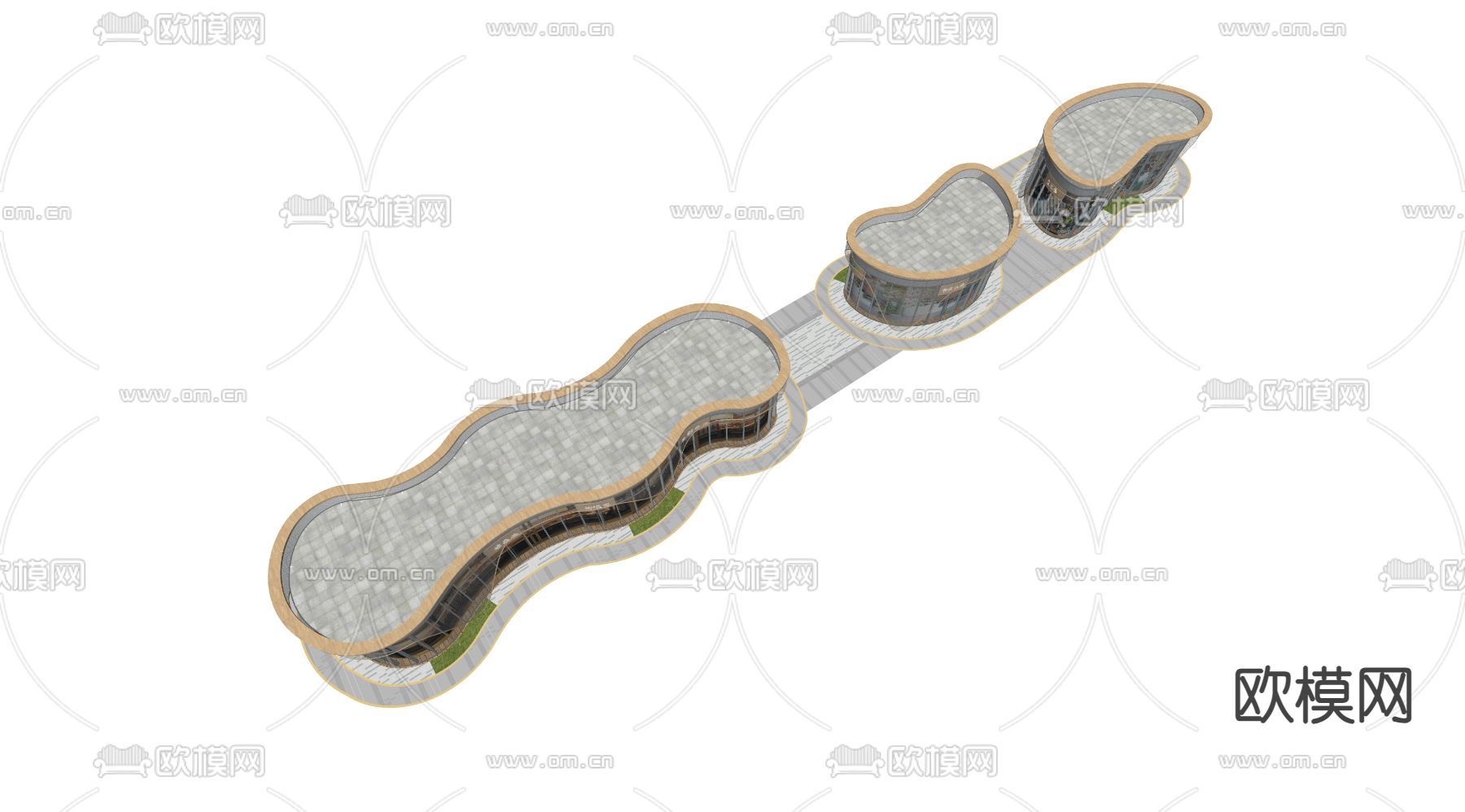 现代曲线商铺su模型下载（渲染图4）