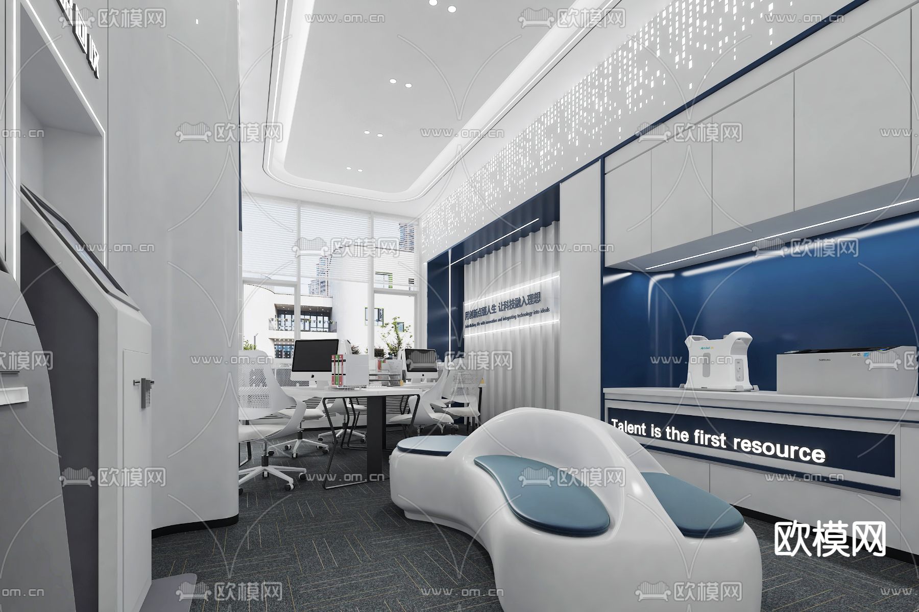 公共办公区 办公室3d模型下载（渲染图1）