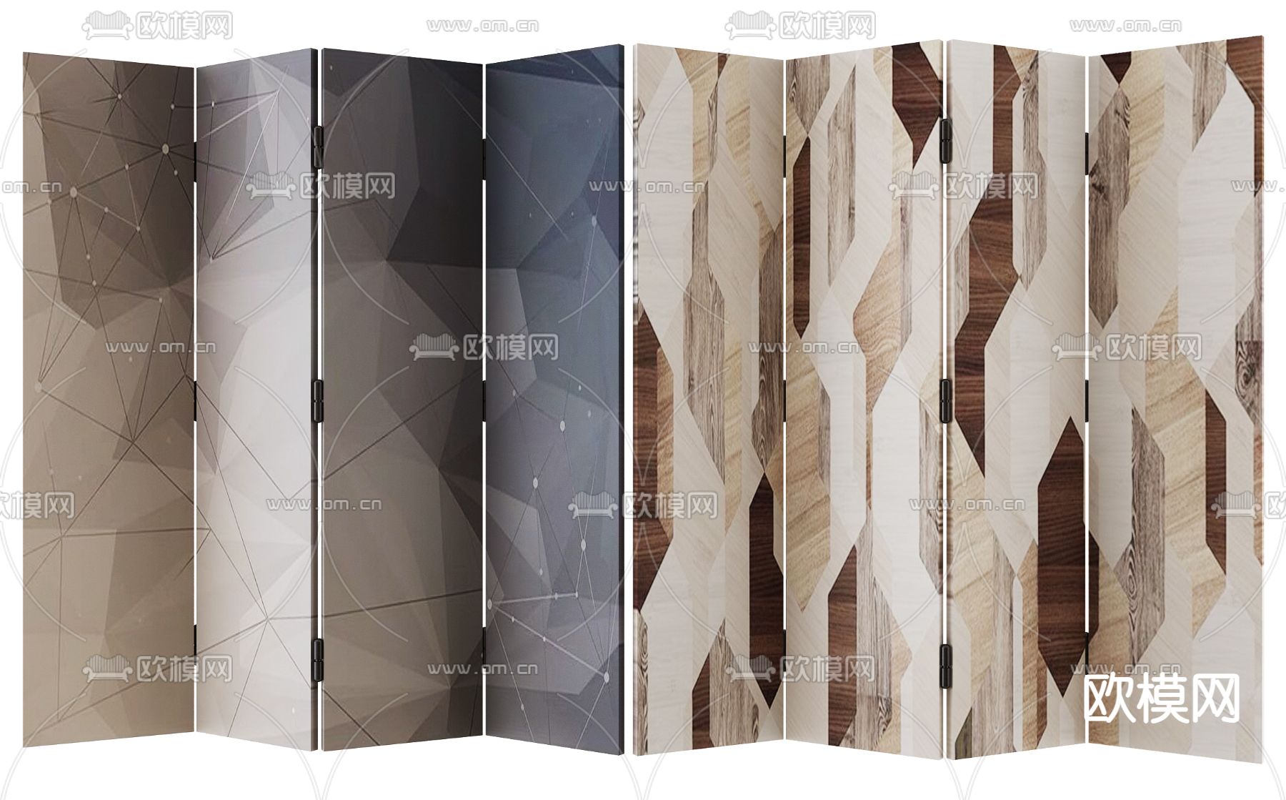 中古风屏风 隔断3d模型下载