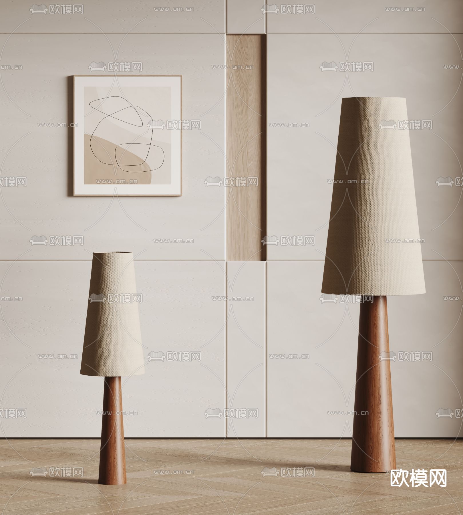 侘寂风落地灯su模型下载（渲染图2）