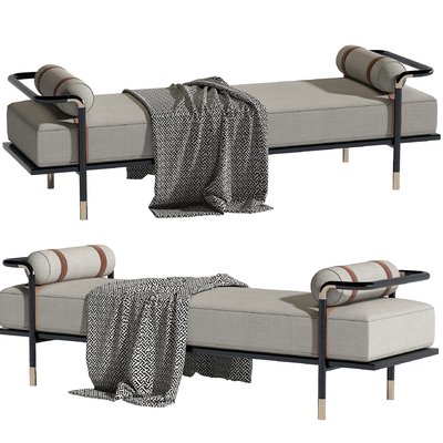  新中式床尾凳su模型 