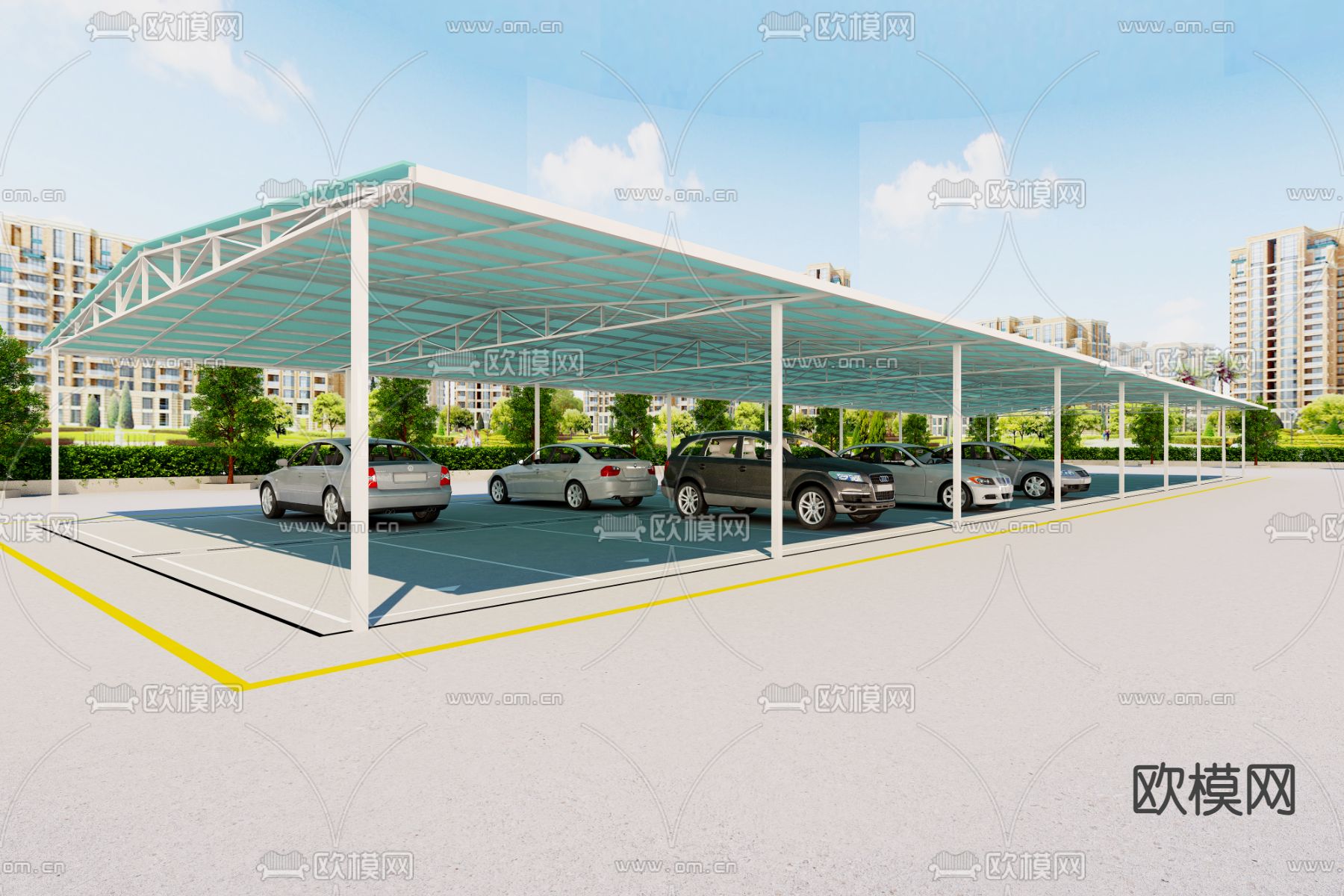 雨棚 遮阳棚 停车场3d模型下载