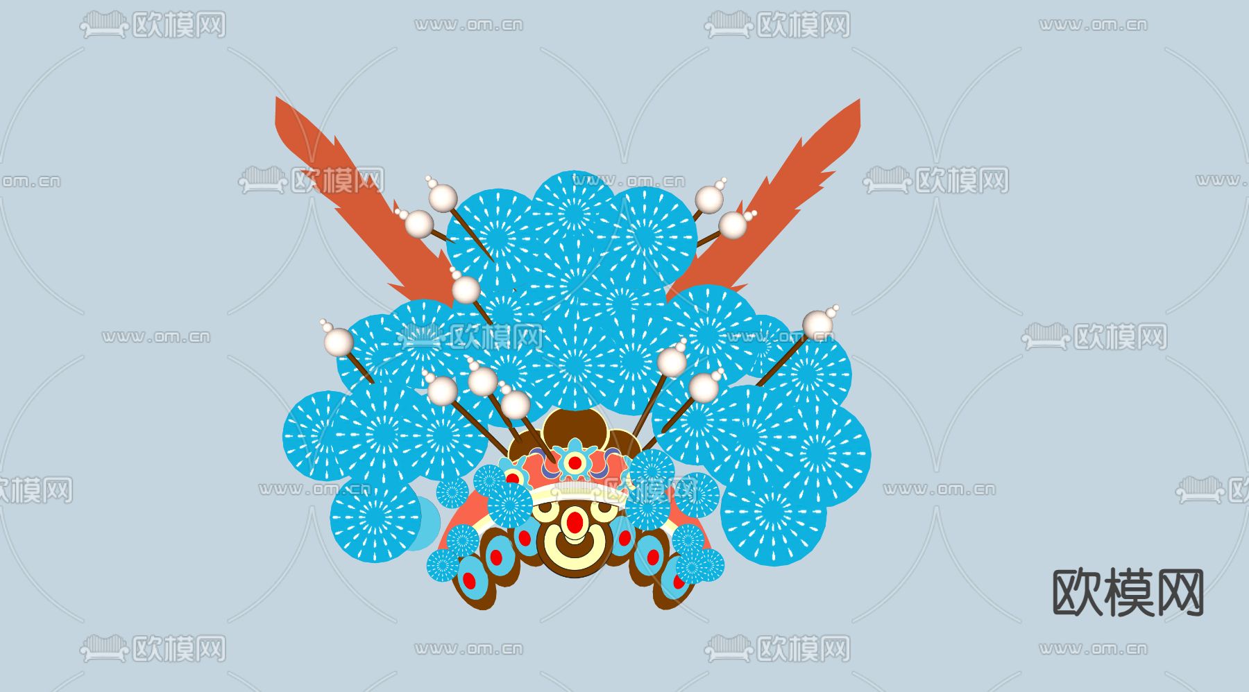 国潮脸谱su模型