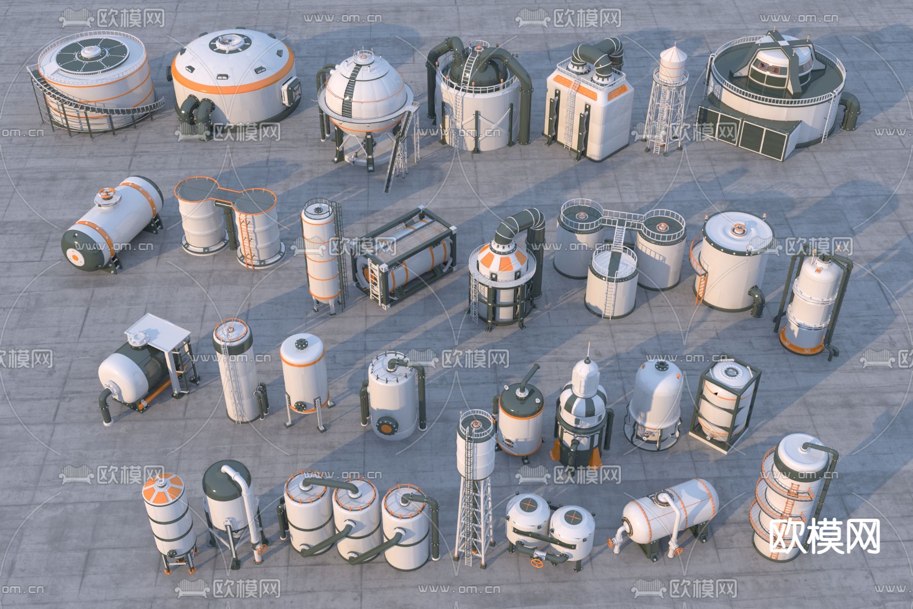 工业储存罐 化学储存罐3d模型下载