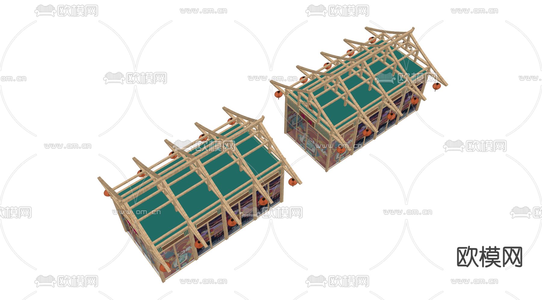 木架临时商铺su模型