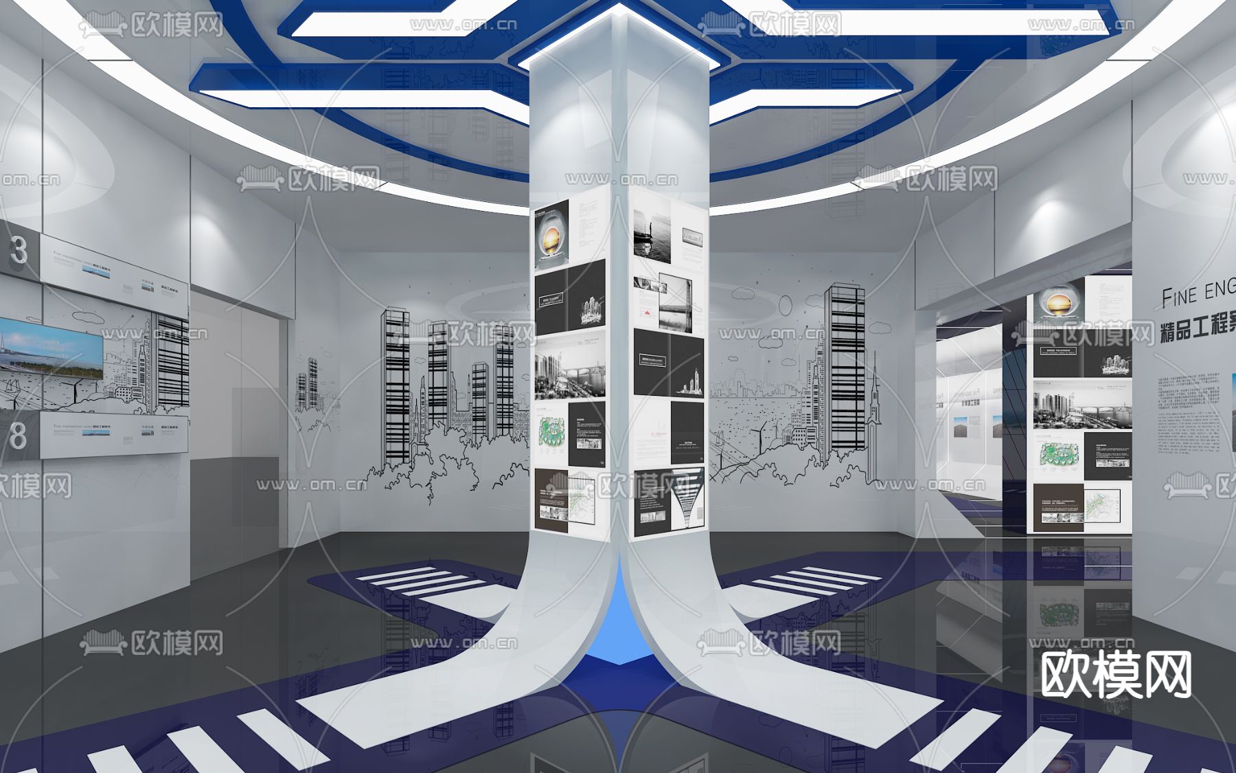 现代科技企业展厅su模型下载（渲染图3）