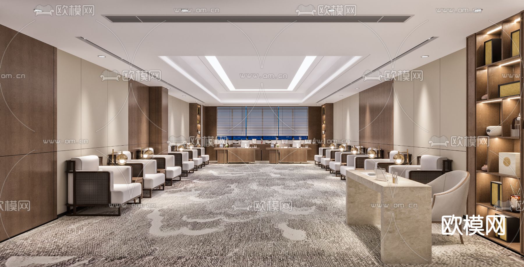 党建洽谈室 接待室3d模型下载（渲染图1）