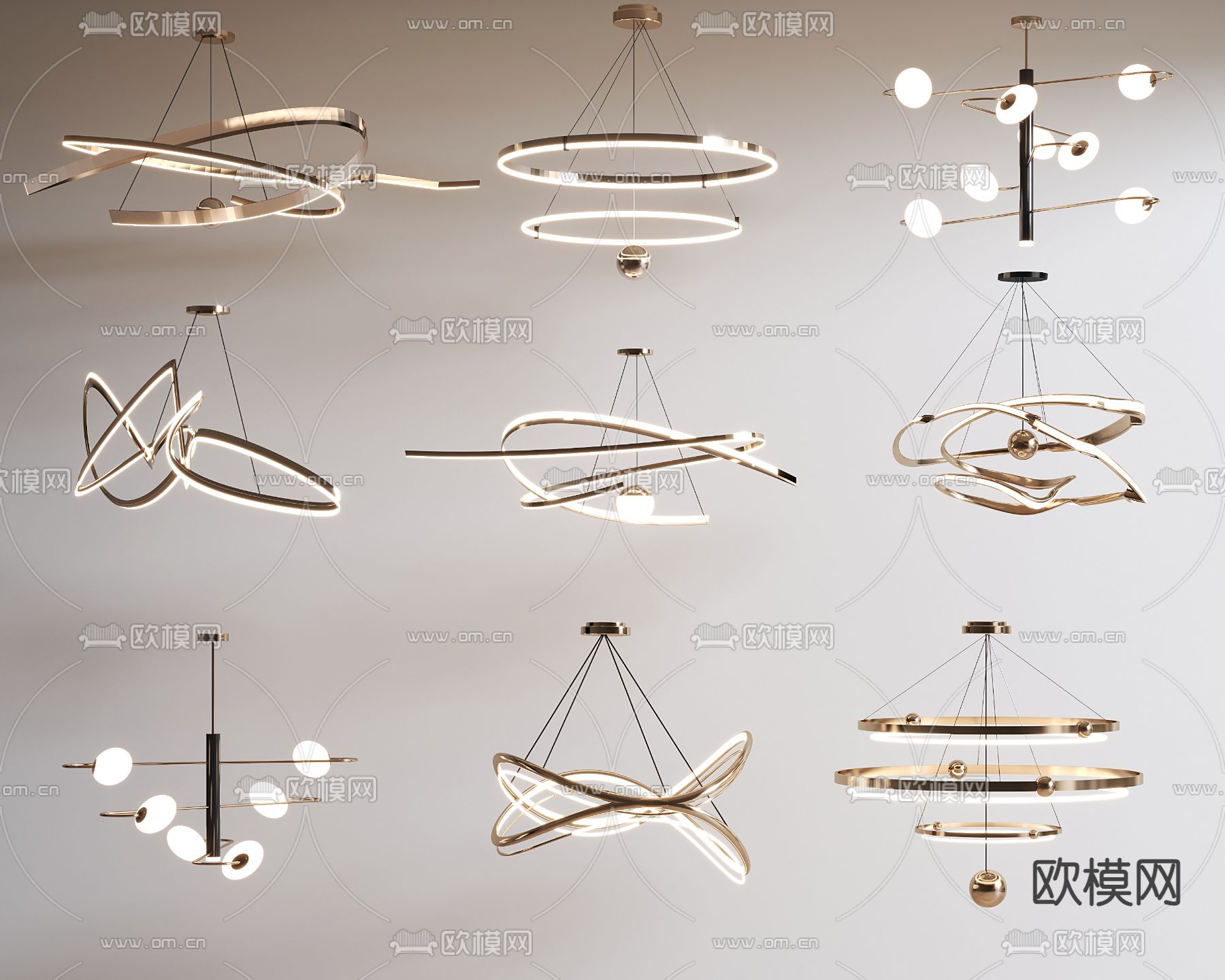 环形吊灯su模型下载（渲染图2）