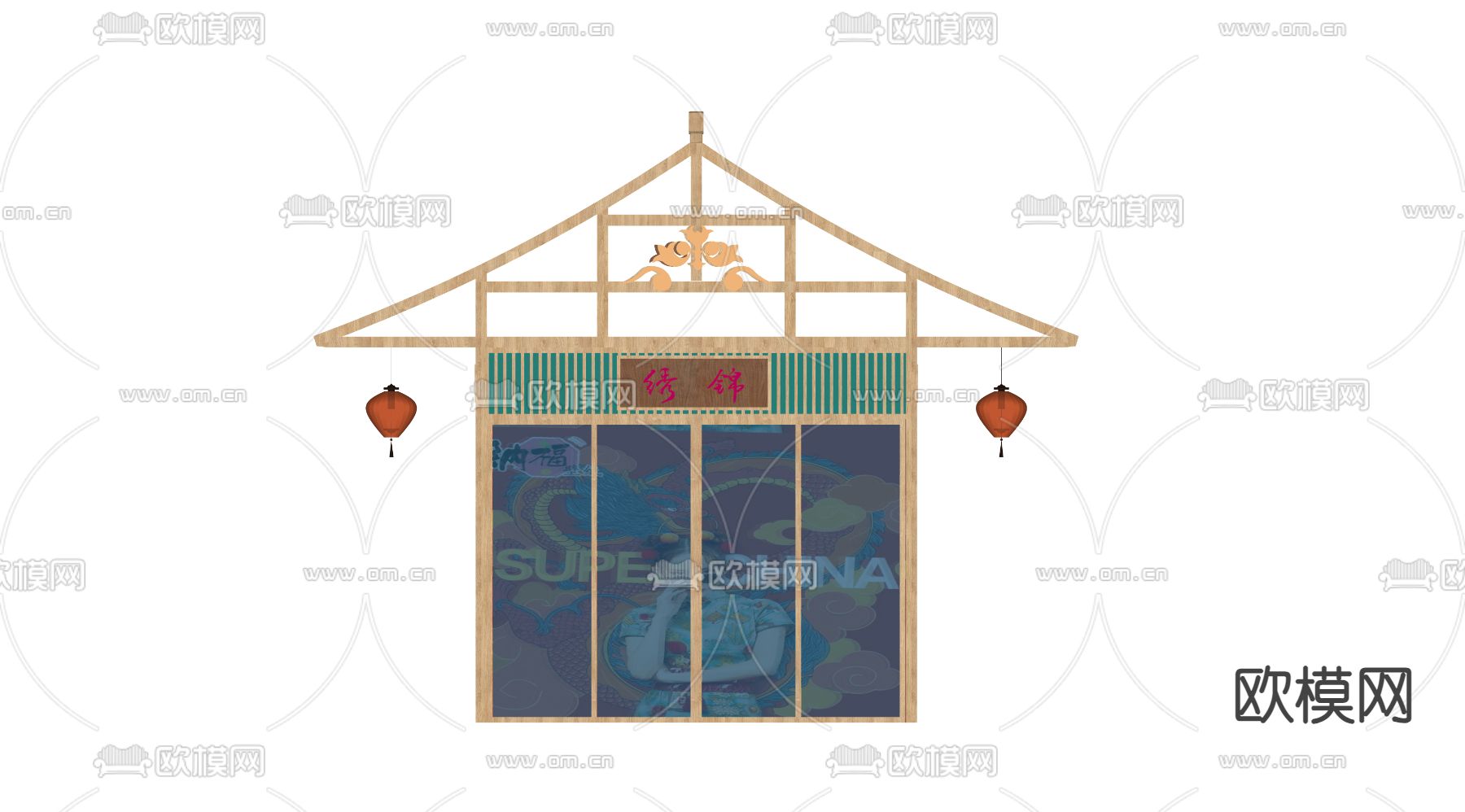 木架临时商铺su模型