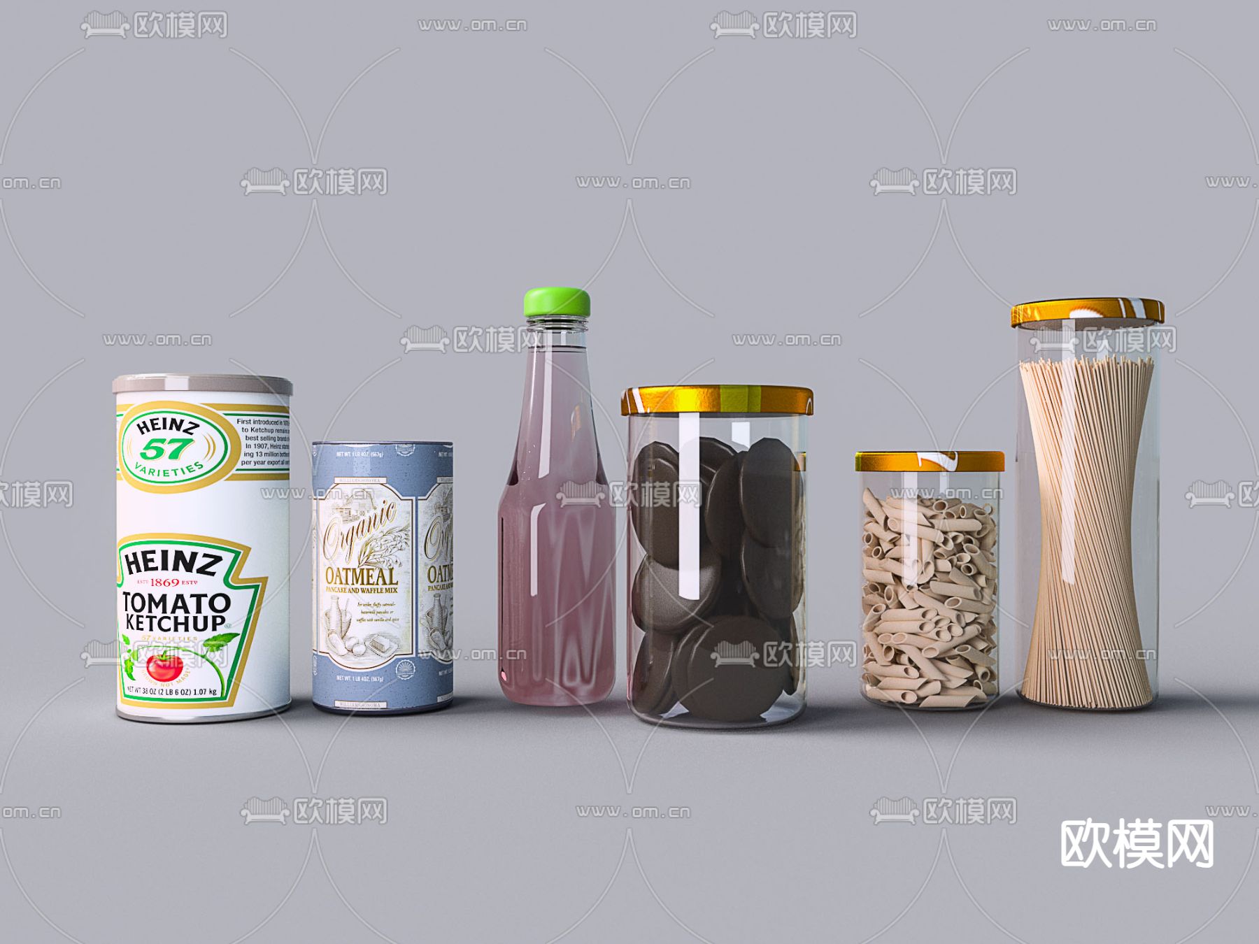 现代饮料罐头 食品饼干3d模型下载