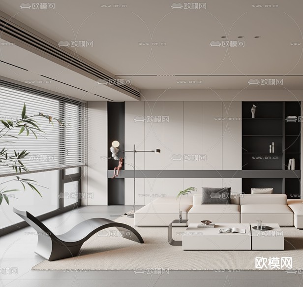 现代客餐厅3d模型下载(渲染图3)