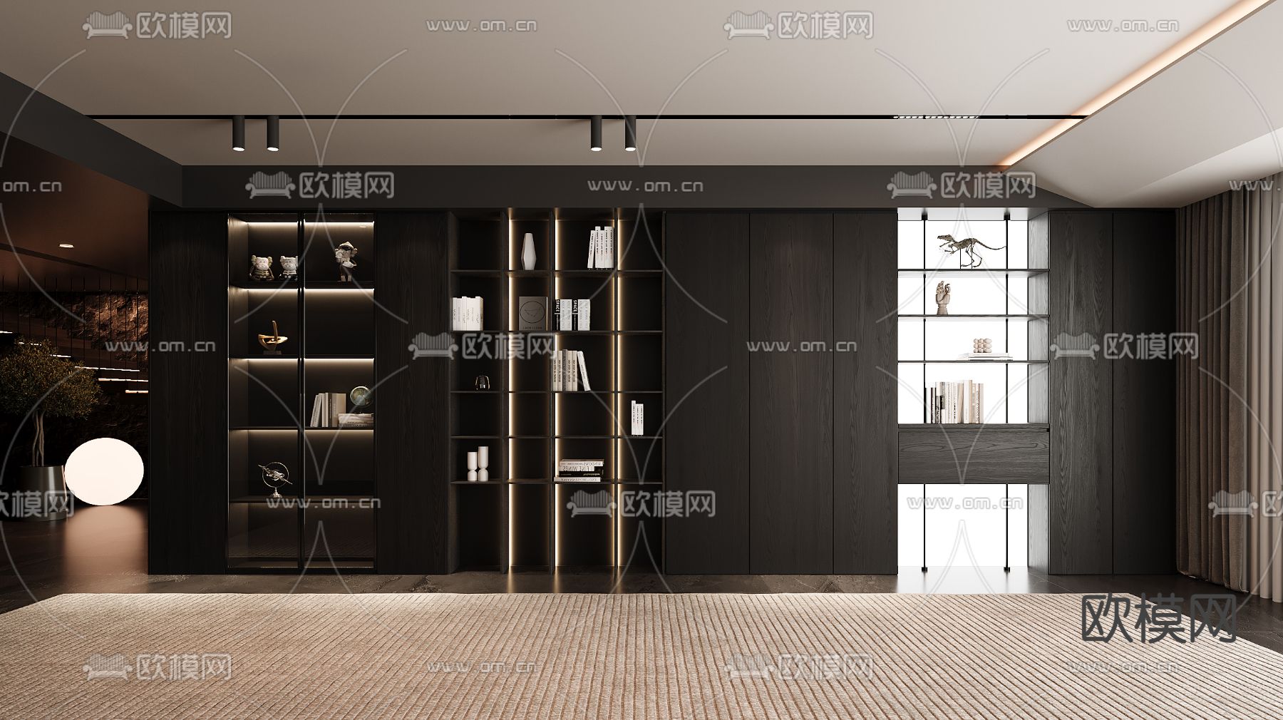 意式书柜 书架3d模型下载