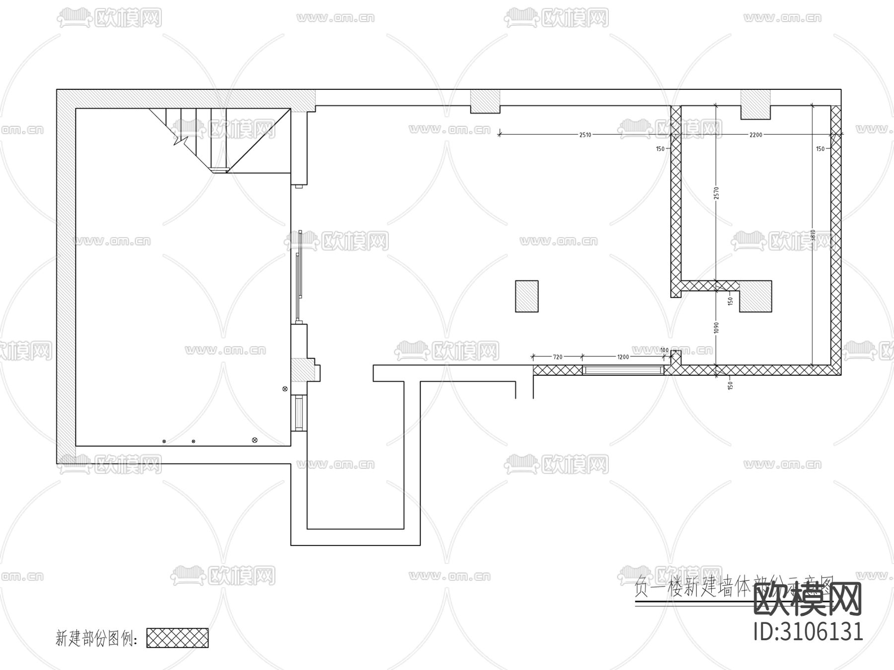 200㎡北欧风格三居室家装cad施工图下载（渲染图7）