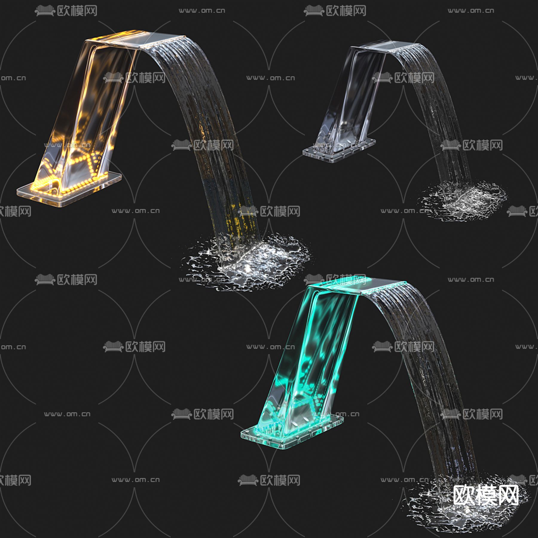 喷泉瀑布 水柱 水花 流水3d模型下载（渲染图2）