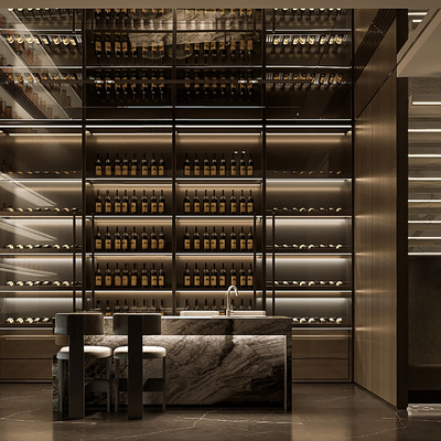  现代品酒室 酒窖su模型 