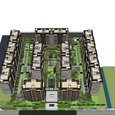  小区住宅鸟瞰su模型 