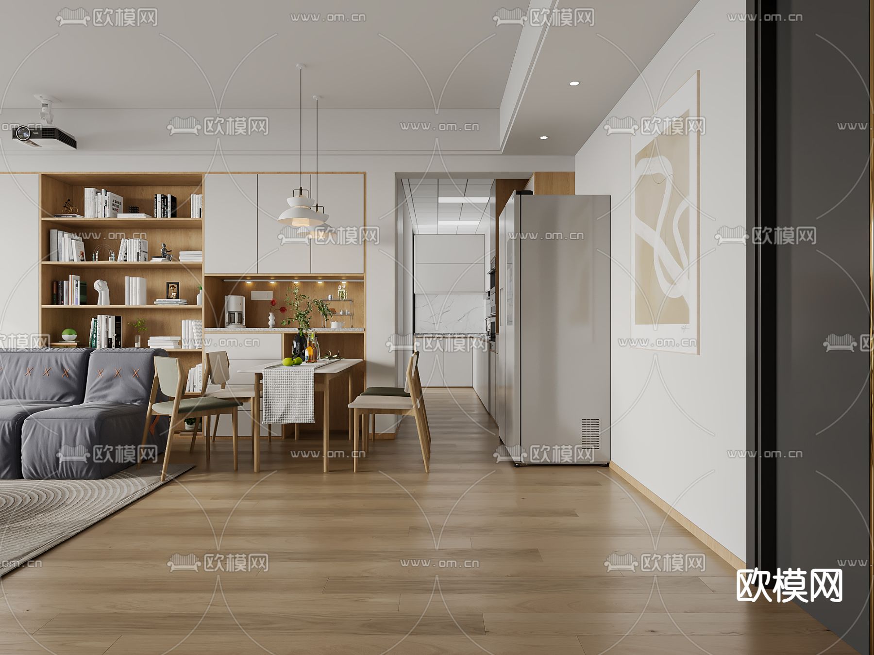 北欧客餐厅3d模型下载（渲染图3）