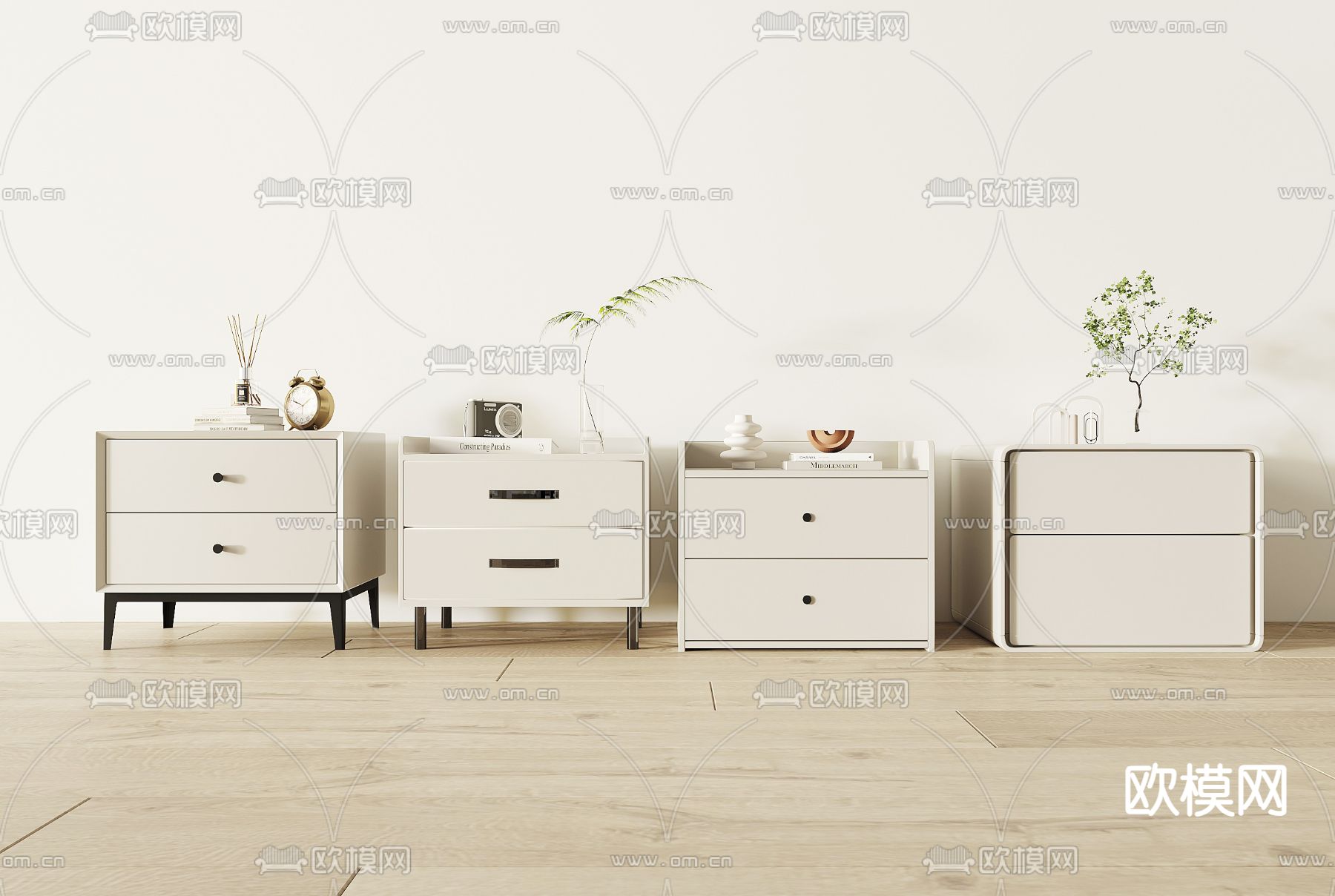 现代床头柜su模型下载（渲染图2）