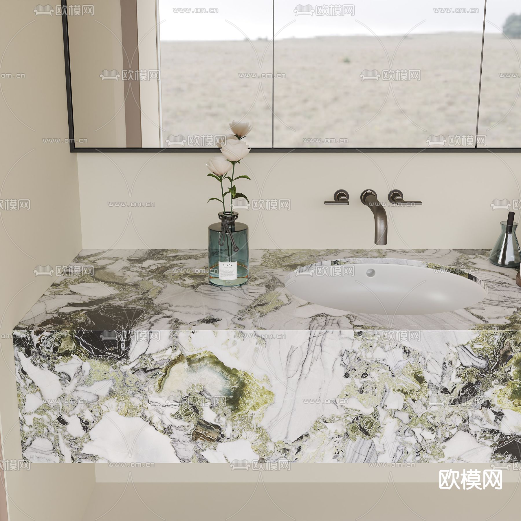 悬空台盆 洗手台 洗手盆3d模型下载（渲染图2）