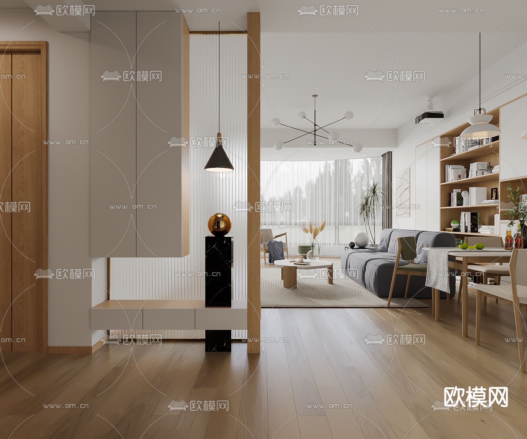 北欧客餐厅3d模型下载（渲染图4）