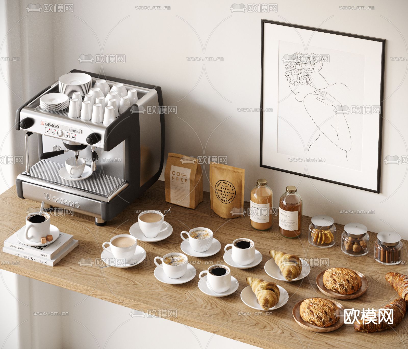 咖啡杯 咖啡机 食品 饮料su模型下载（渲染图2）