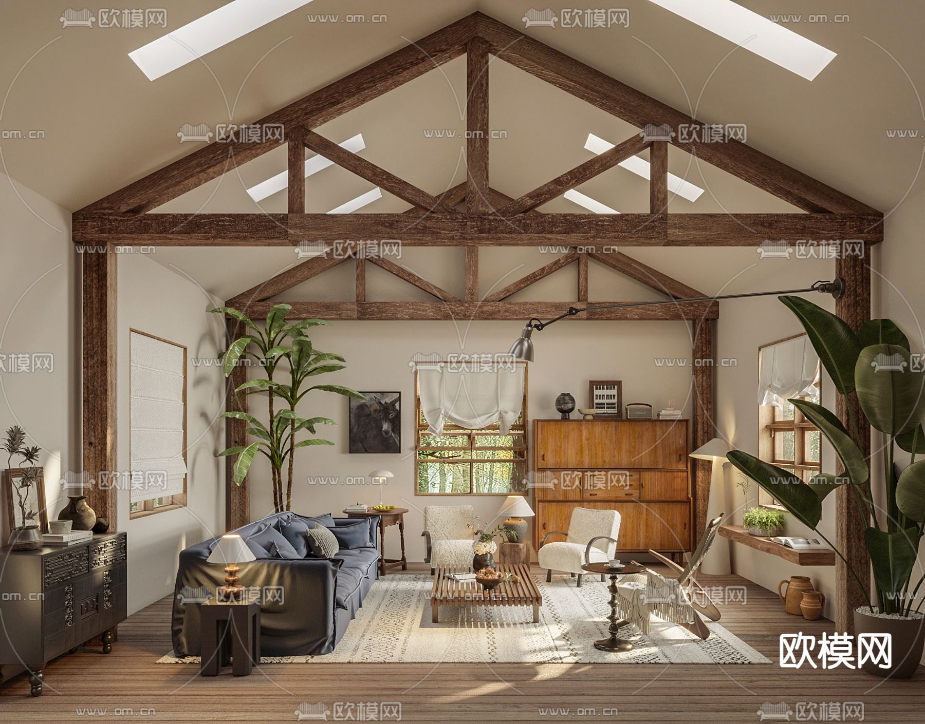 酒店民宿 客厅3d模型下载（渲染图1）