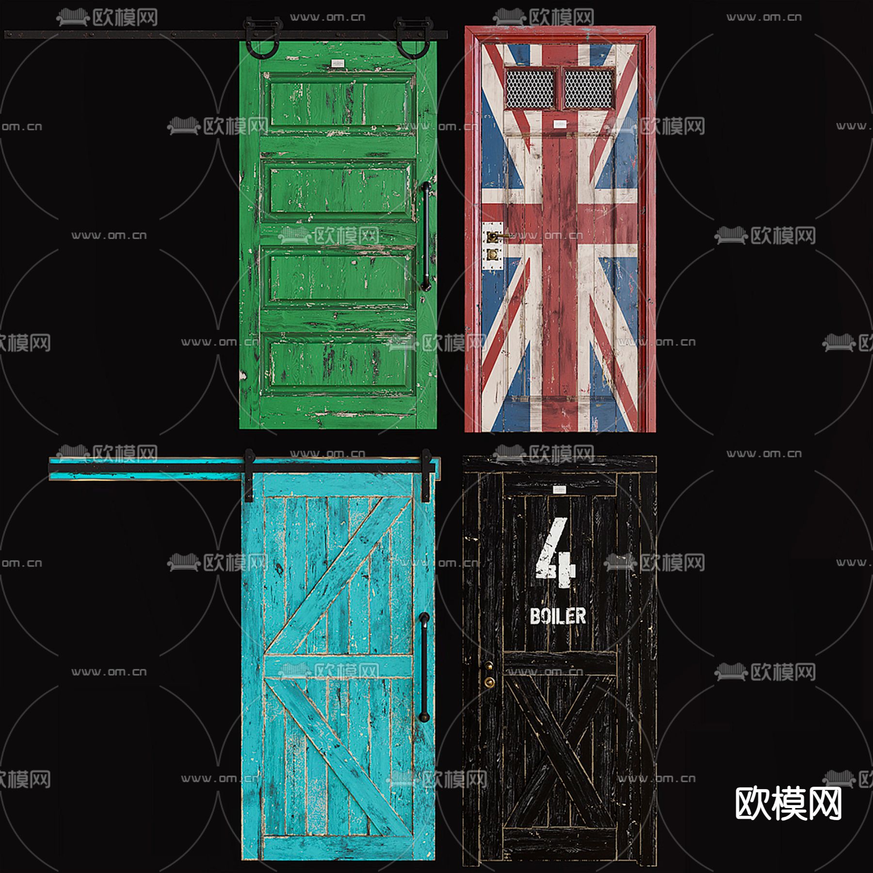 Doors Brothers 工业风单开门 谷仓门3d模型下载