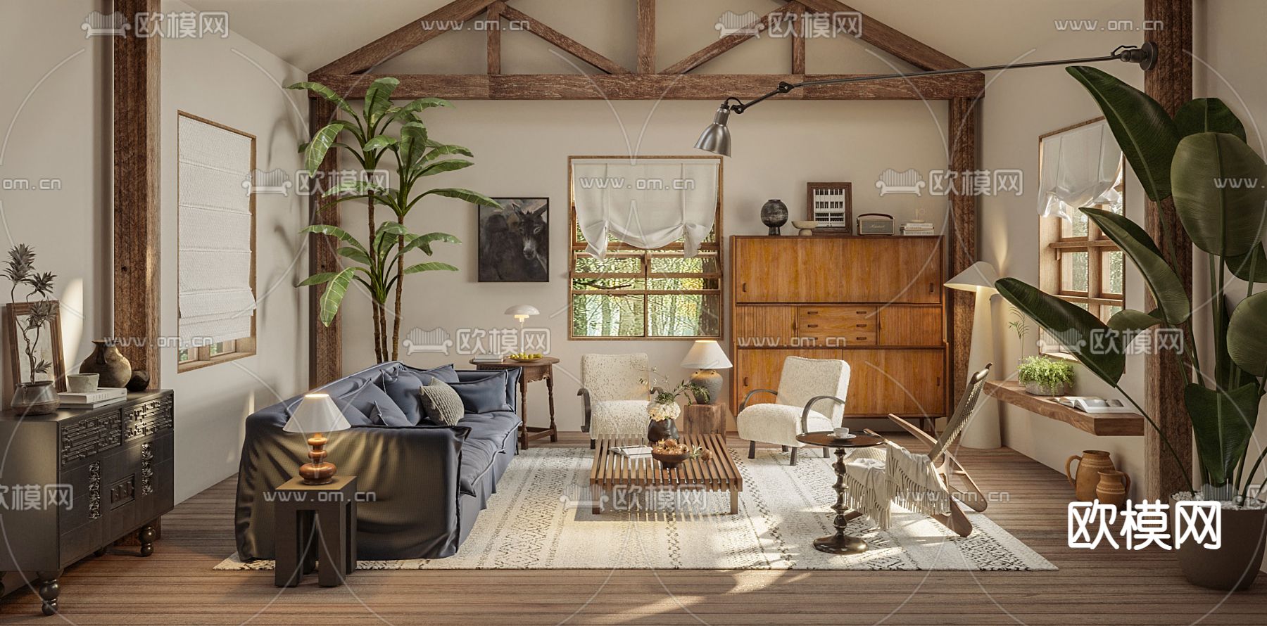 酒店民宿 客厅3d模型下载（渲染图2）