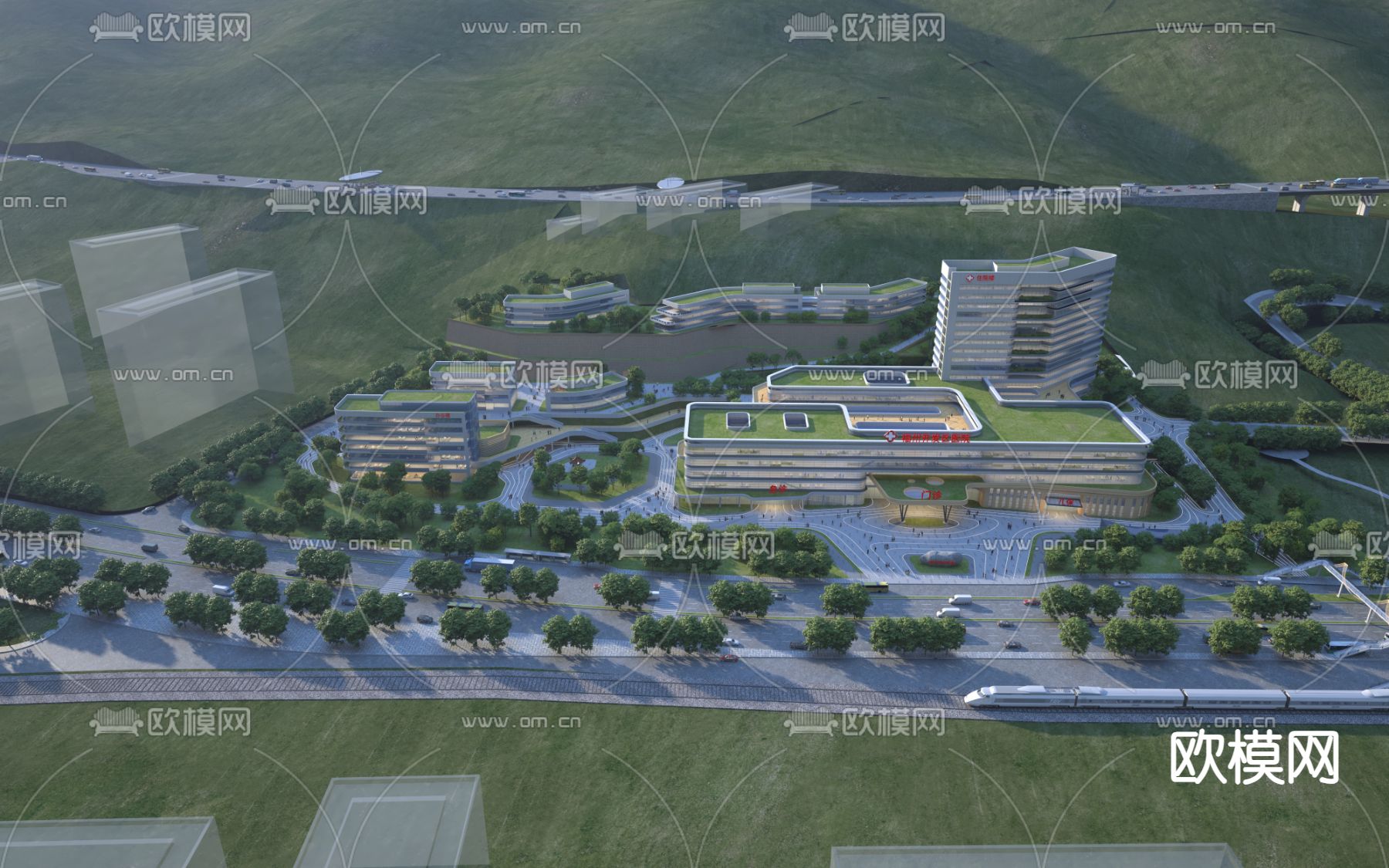 医院鸟瞰3d模型下载