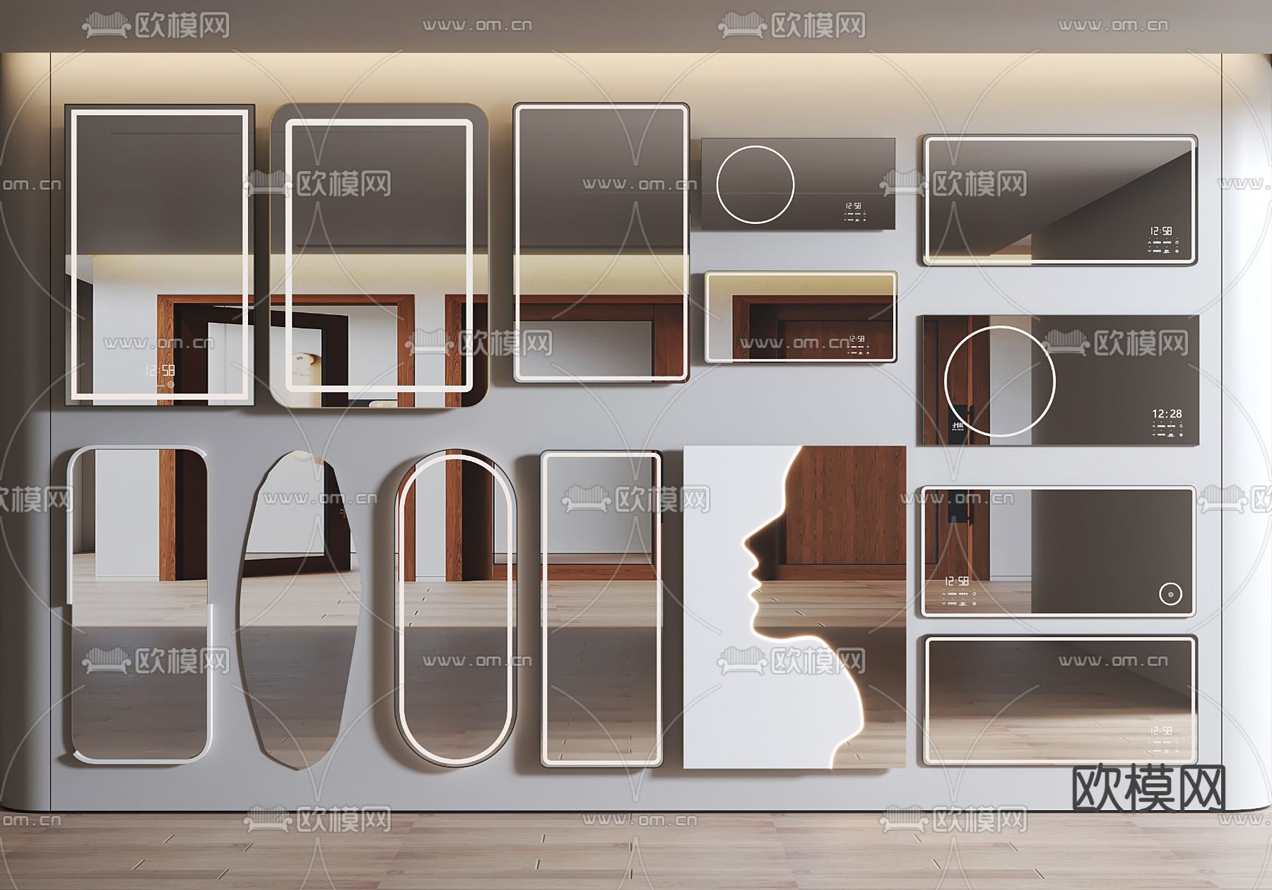 轻奢镜子 落地镜 全身镜 装饰镜3d模型下载